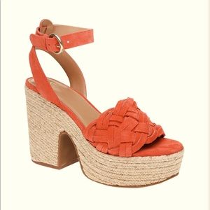 Marc Fisher Odilia Espadrille Platform Sandal in red suede